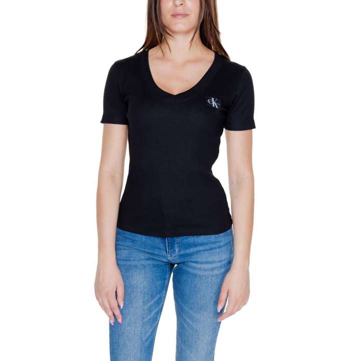 Priser på Calvin Klein Jeans Black Cotton Rigenerato Tops & T-Shirt