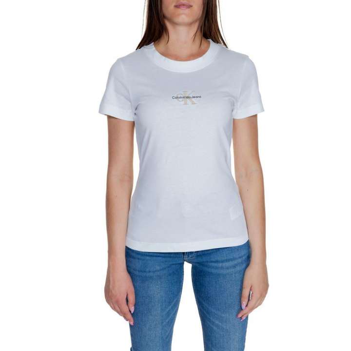 Priser på Calvin Klein Jeans White Cotton Rigenerato Tops & T-Shirt