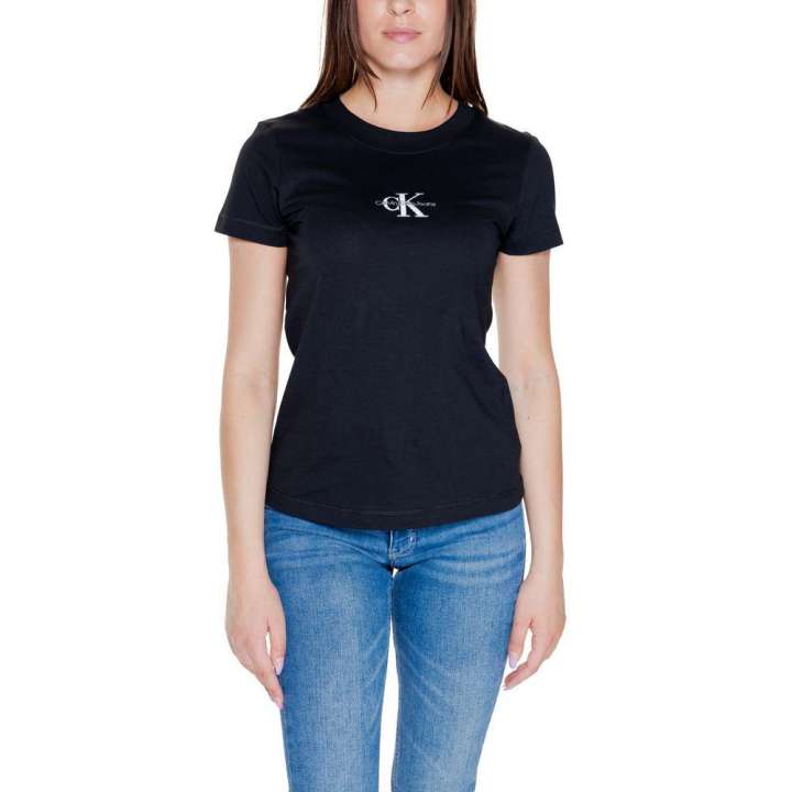 Priser på Calvin Klein Jeans Black Cotton Rigenerato Tops & T-Shirt