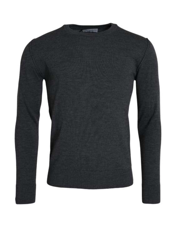 Priser på Dolce & Gabbana Dark Gray Wool Crew Neck Pullover Sweater