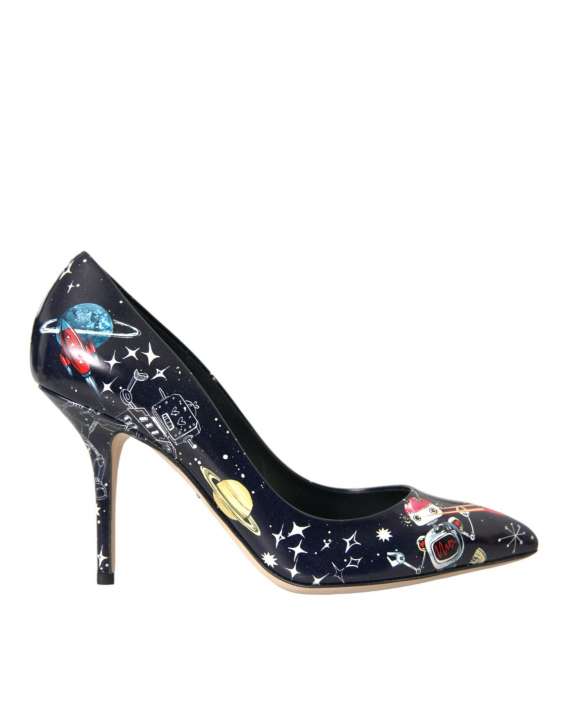 Priser på Dolce & Gabbana Blue Space Robot Leather Heels Pumps Shoes