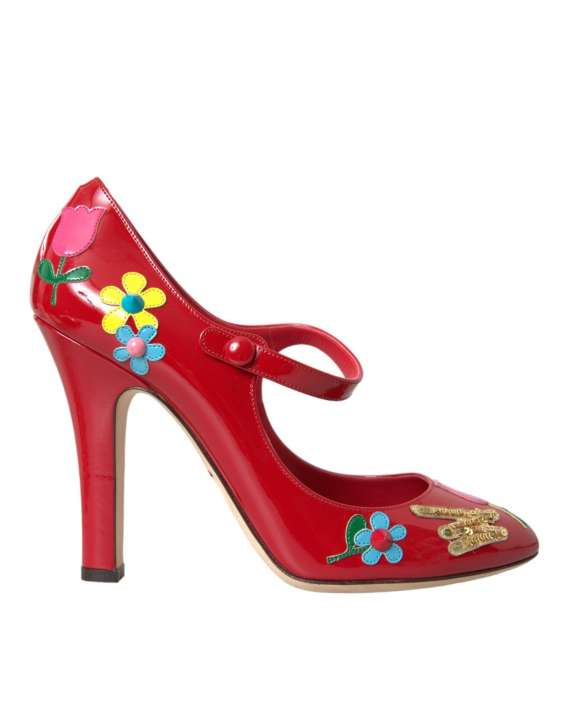 Priser på Dolce & Gabbana Red Leather Embellished Mary Jane Pumps Heels Shoes