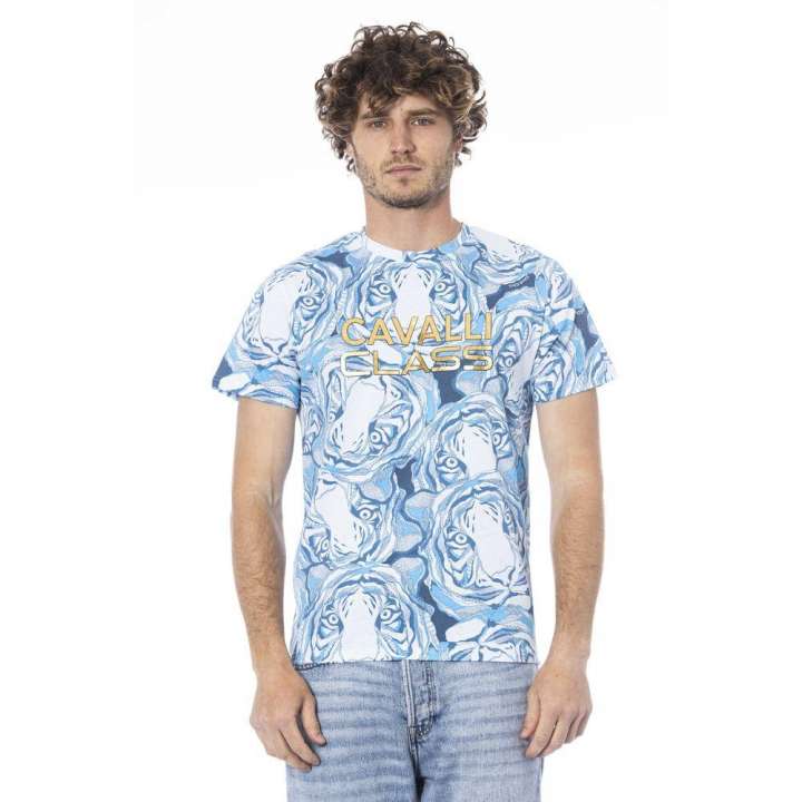 Priser på Cavalli Class Light Blue Cotton Men T-Shirt