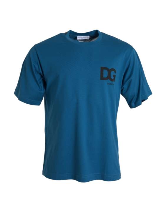 Priser på Dolce & Gabbana Blue Logo Round Neck Short Sleeves T-shirt