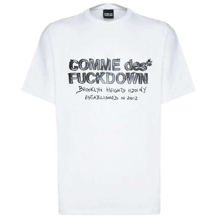 Priser på Comme Des Fuckdown White Cotton T-Shirt