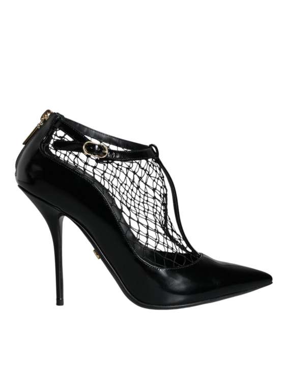 Priser på Dolce & Gabbana Black Mesh Patent Leather Heels Pumps Shoes