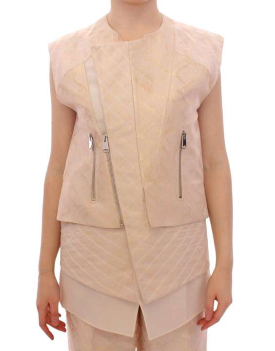 Priser på Zeyneptosun Exquisite Beige Brocade Sleeveless Jacket Vest