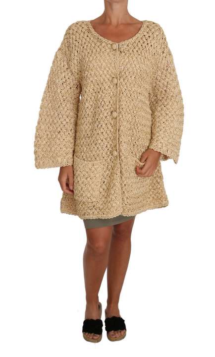 Priser på Dolce & Gabbana Chic Beige Crochet Knitted Raffia Cardigan