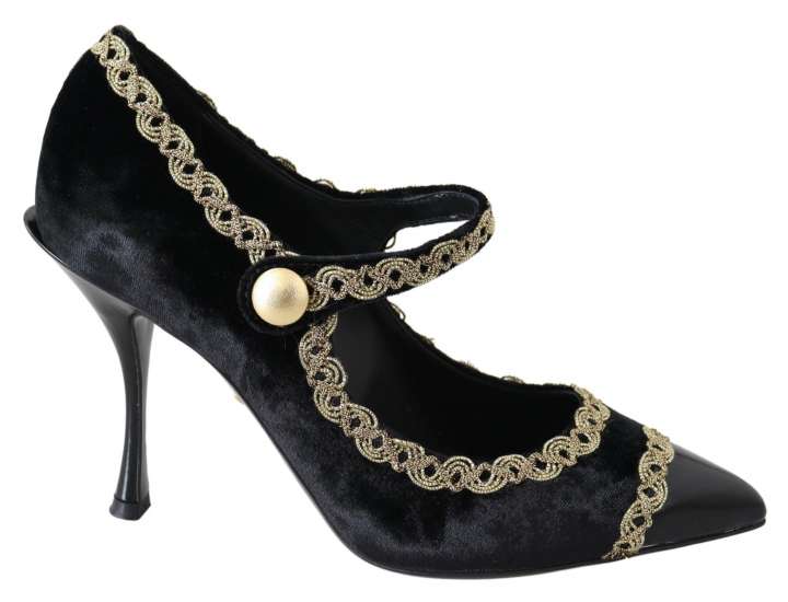 Priser på Dolce & Gabbana Elegant Velvet Patent Embroidered Pumps