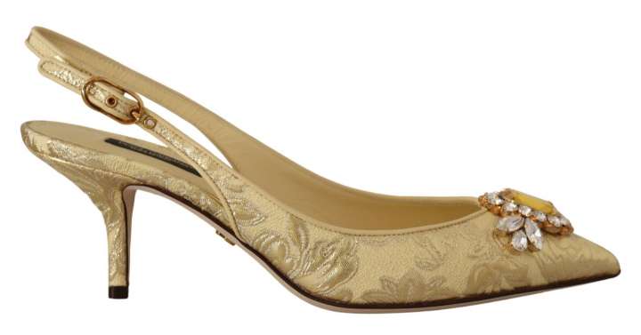 Priser på Dolce & Gabbana Gleaming Gold Crystal Slingback Heels