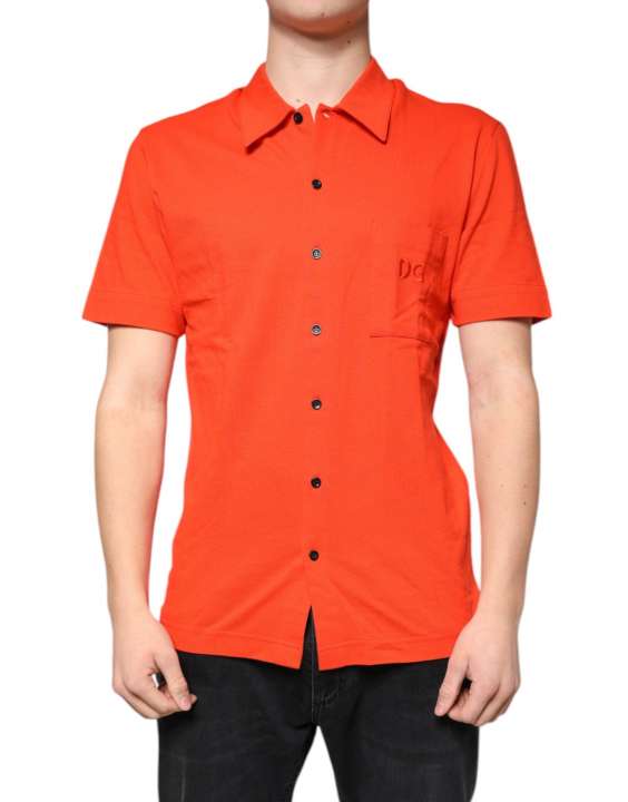 Priser på Dolce & Gabbana Orange Cotton Button Down Casual Polo Shirt