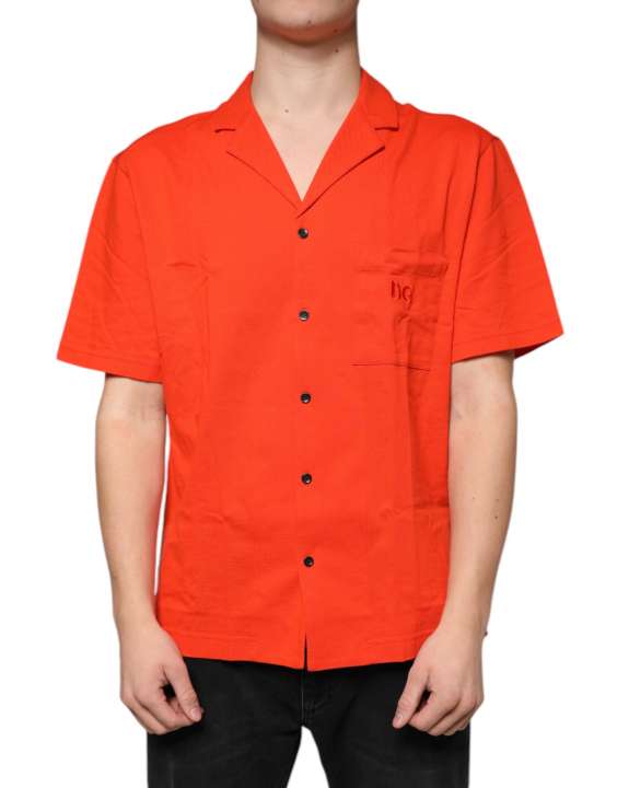 Priser på Dolce & Gabbana Orange Cotton Button Down Casual Polo Shirt