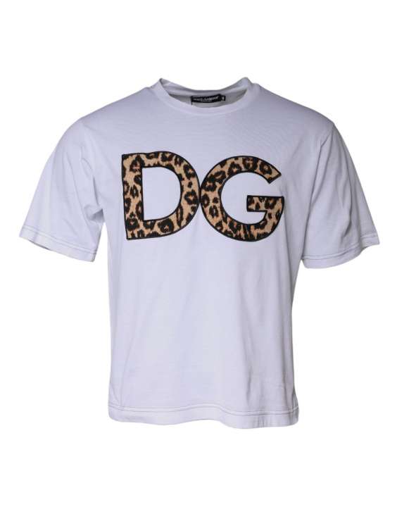 Priser på Dolce & Gabbana White DG Logo Cotton Shorts Sleeves T-shirt