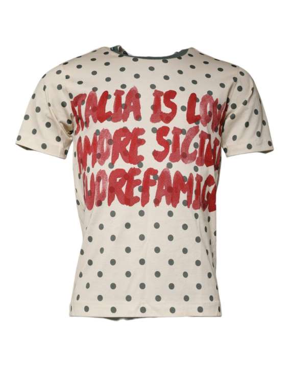 Priser på Dolce & Gabbana Beige Graphic Print Polka Dot Cotton T-shirt