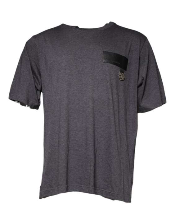 Priser på Dolce & Gabbana Gray Logo Patch Cotton Crew Neck T-shirt