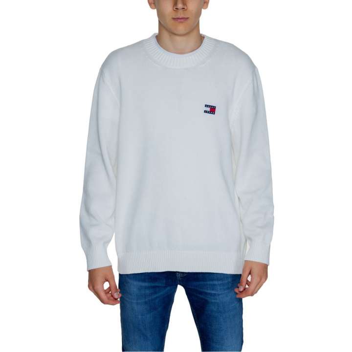 Priser på Tommy Hilfiger Jeans White Cotton Sweater