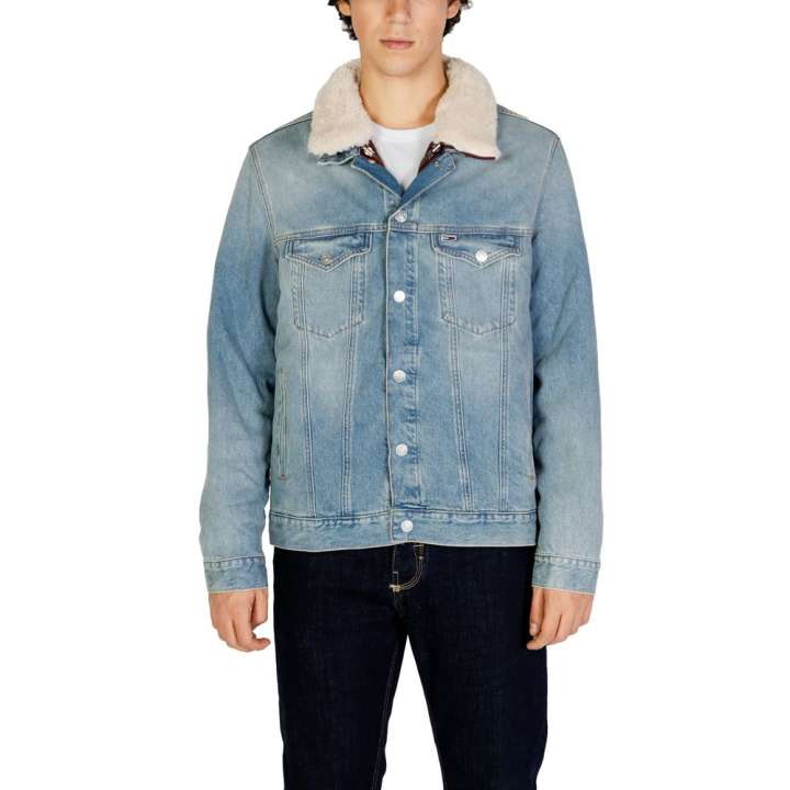 Priser på Tommy Hilfiger Jeans Light Blue Cotton Jacket