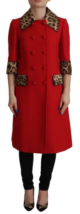 Priser på Dolce & Gabbana Elegant Red Leopard Trench Coat