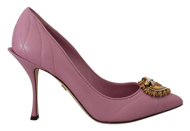 Priser på Dolce & Gabbana Devotion Leather Heels in Pink