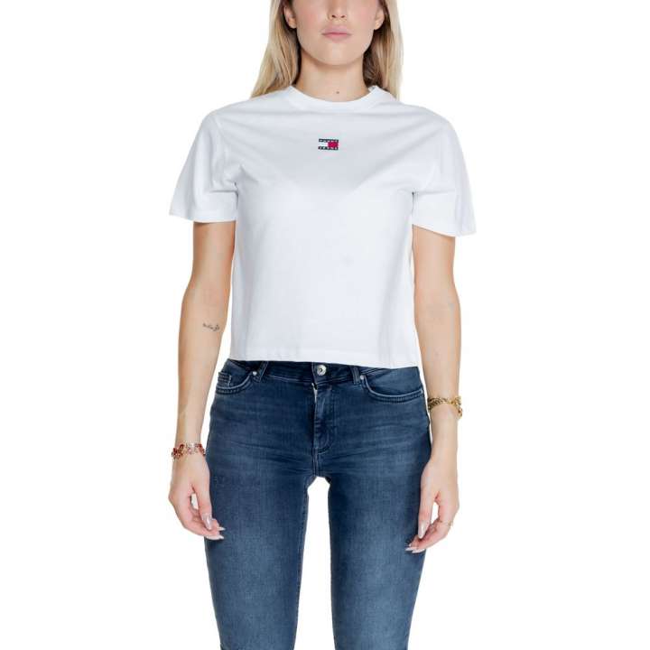 Priser på Tommy Hilfiger Jeans White Recycled Cotton Tops & T-Shirt