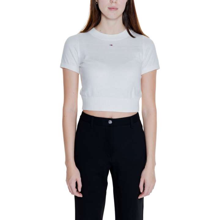 Priser på Tommy Hilfiger Jeans White Organic Cotton Tops & T-Shirt