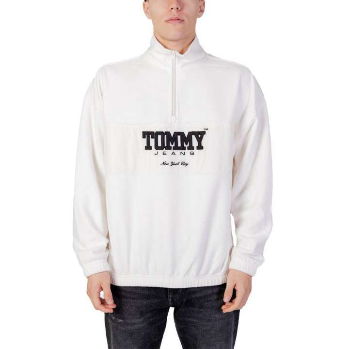 Priser på Tommy Hilfiger Jeans White Recycled Polyester Sweater