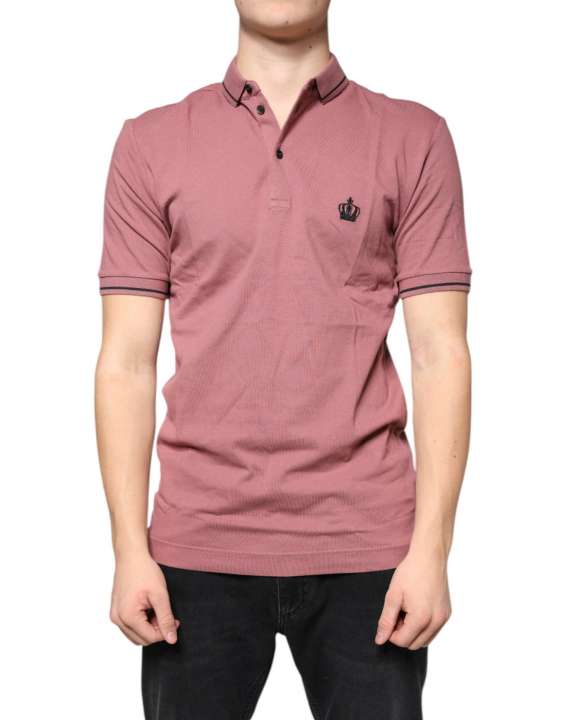 Priser på Dolce & Gabbana Pink Crown Embroidery Collared Polo T-shirt