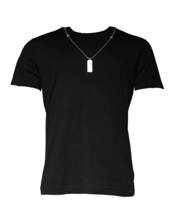 Priser på Dolce & Gabbana Black Cotton Necklace Embellished T-shirt