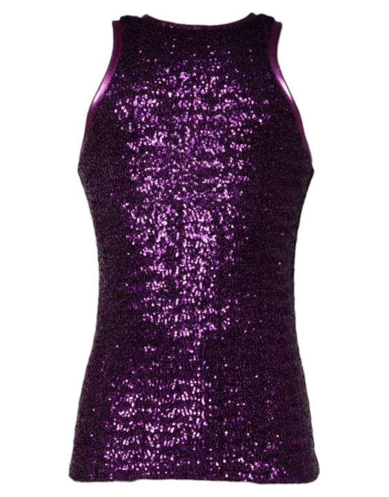 Priser på Dolce & Gabbana Purple Sequin Round Neck Sleeveless T-shirt