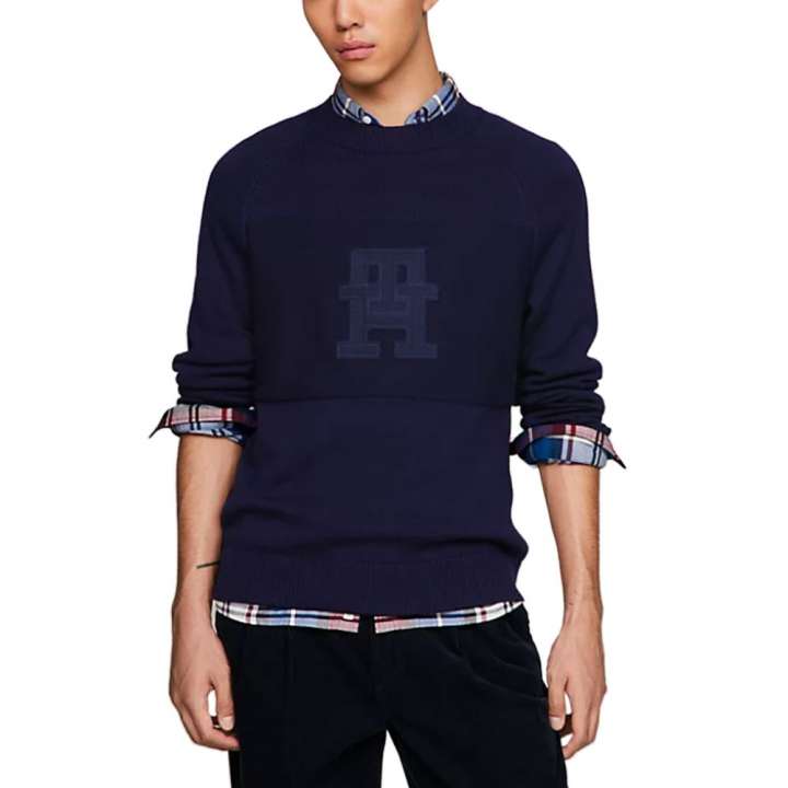 Priser på Tommy Hilfiger Blue Cotton Sweater