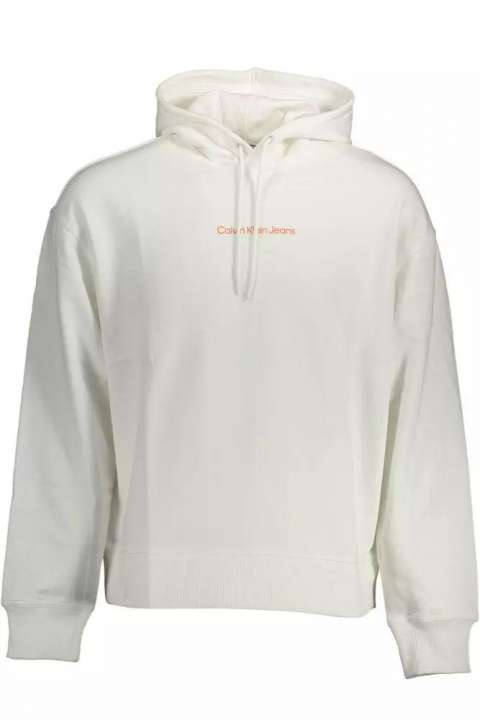 Priser på Calvin Klein Chic White Cotton Hooded Sweatshirt with Logo Detail