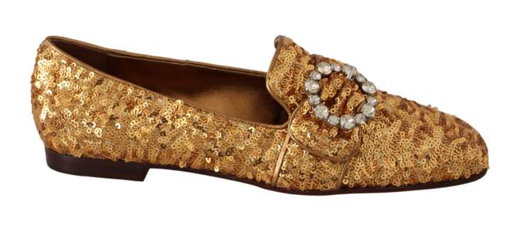 Priser på Dolce & Gabbana Elegant Gold Sequin Crystal Flats