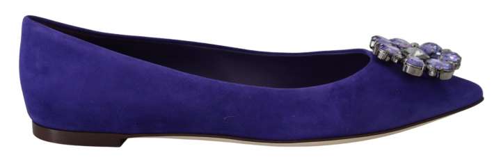 Priser på Dolce & Gabbana Embellished Crystal Purple Suede Flats