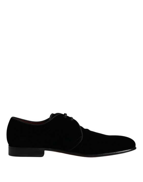 Priser på Dolce & Gabbana Black Velvet Leather Lace Up Men Derby Shoes