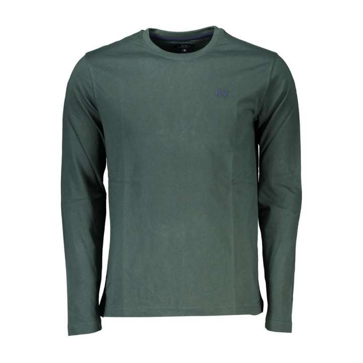 Priser på La Martina Elegant Crew Neck Green Tee with Embroidery