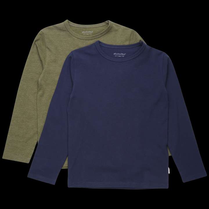 Priser på Minymo Børne Langærmet t-shirt - Dark Olive - 134