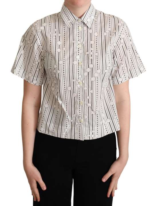 Priser på Dolce & Gabbana Geometric Elegance Collared Polo Top