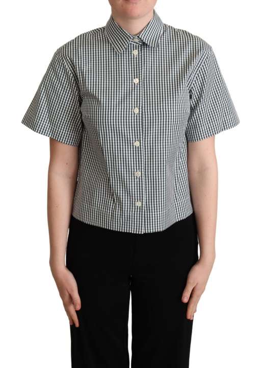 Priser på Dolce & Gabbana Elegant Checkered Cotton Polo Top