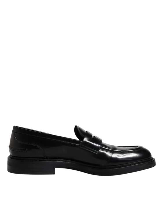 Priser på Dolce & Gabbana Black Leather Mocassin Formal Dress Shoes