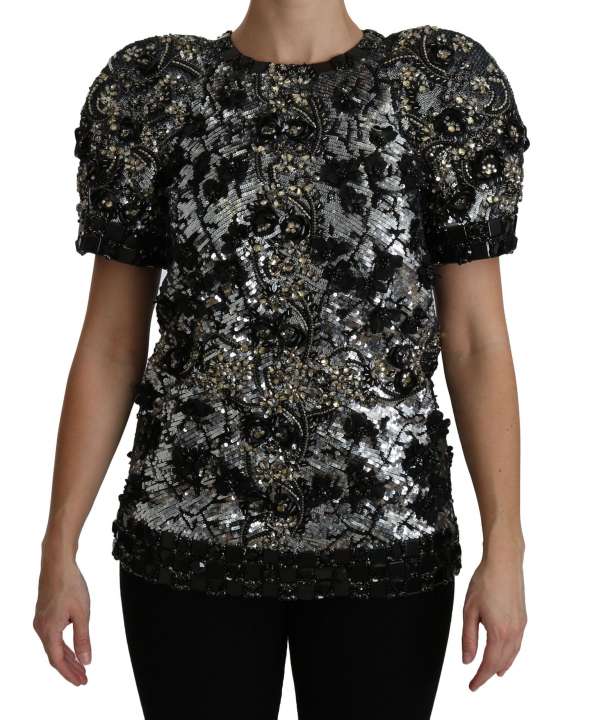 Priser på Dolce & Gabbana Sequined Crystal Embellished Crew Neck Top