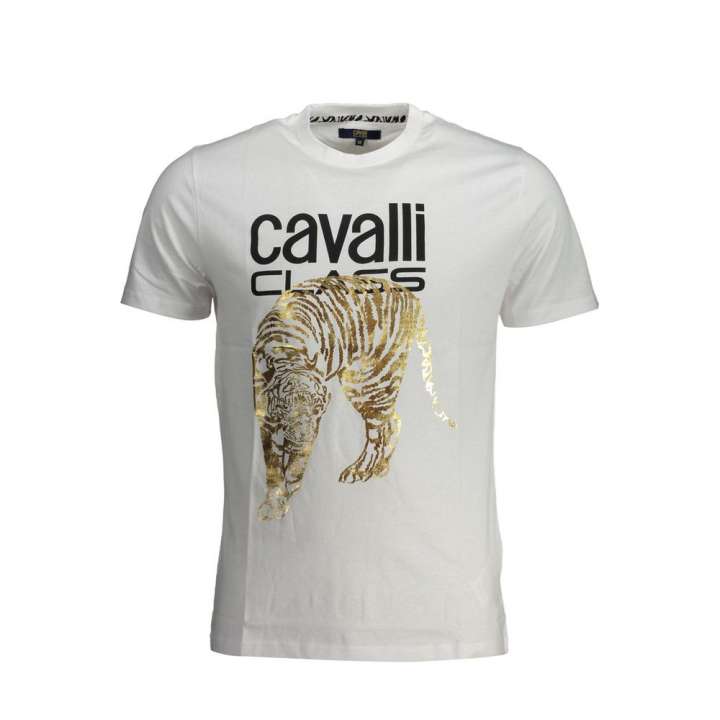 Priser på Cavalli Class White Cotton T-Shirt