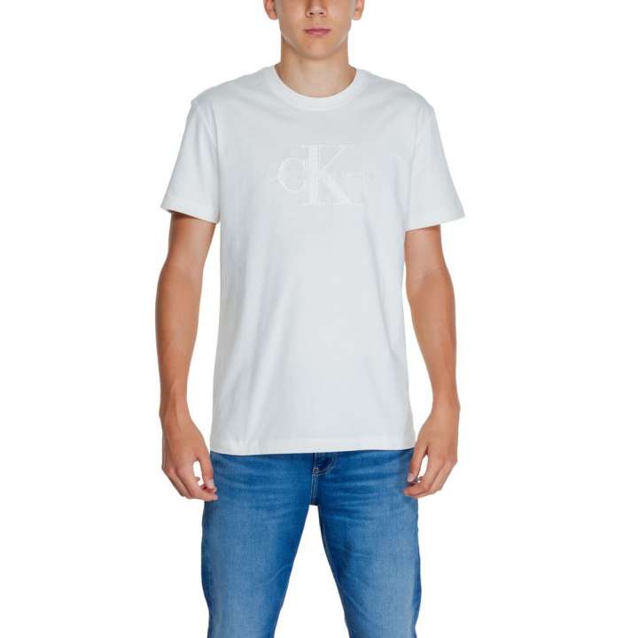 Priser på Calvin Klein Jeans Cream Cotton T-Shirt