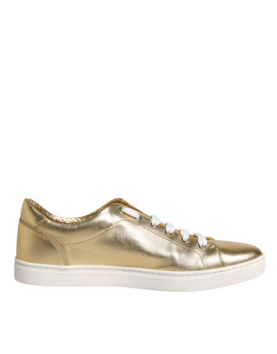 Priser på Dolce & Gabbana Gold Leather Logo London Men Sneakers Shoes