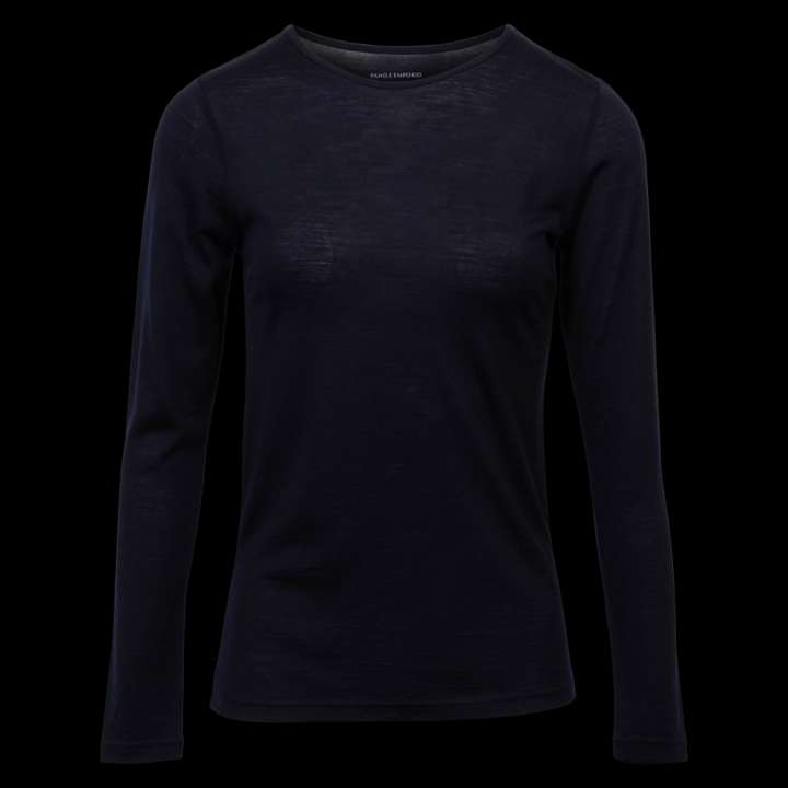 Priser på Panos Emporio Dame Langærmet t-shirt i merinouldmix - DARK NAVY - L