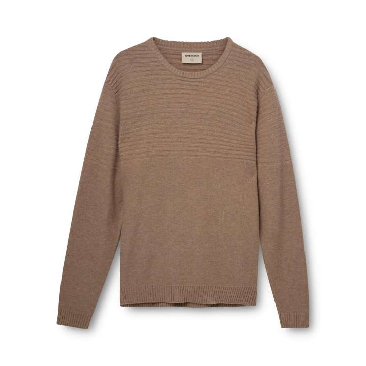 Priser på Kopenhaken John O-neck Sweater Herre Striktrøje - Light Brown - 3XL