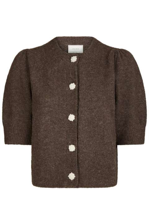 Priser på Neo Noir - Cardigan - Trudy Deco Knit Cardigan - Brown Melange