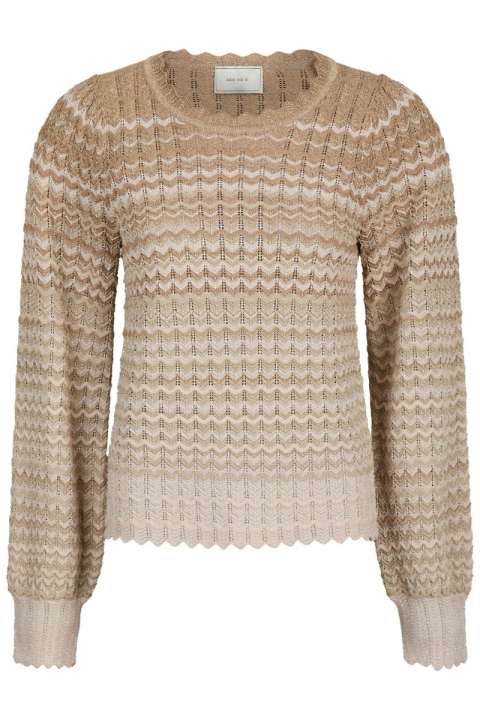 Priser på Neo Noir - Bluse - Dito Chevron Knit Blouse - Light Brown