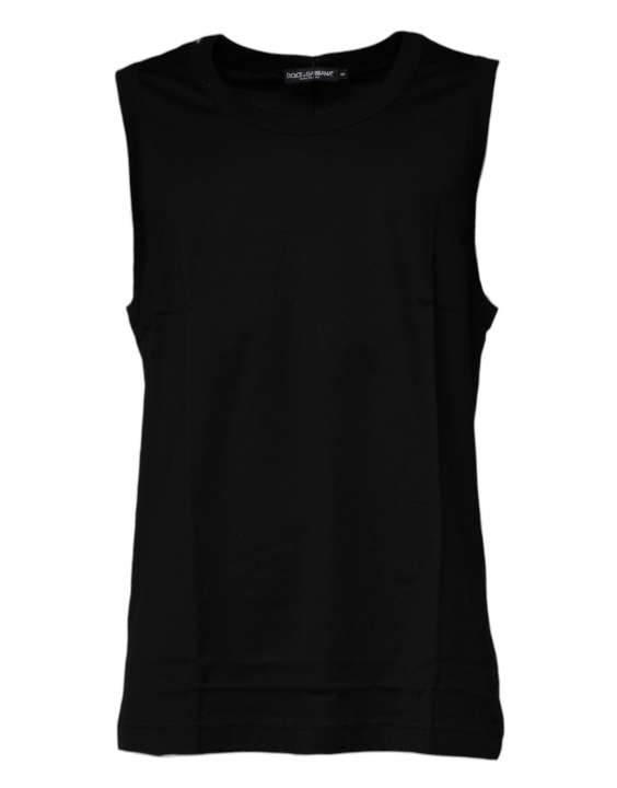 Priser på Dolce & Gabbana Black Cotton Round Neck Sleeveless T-shirt