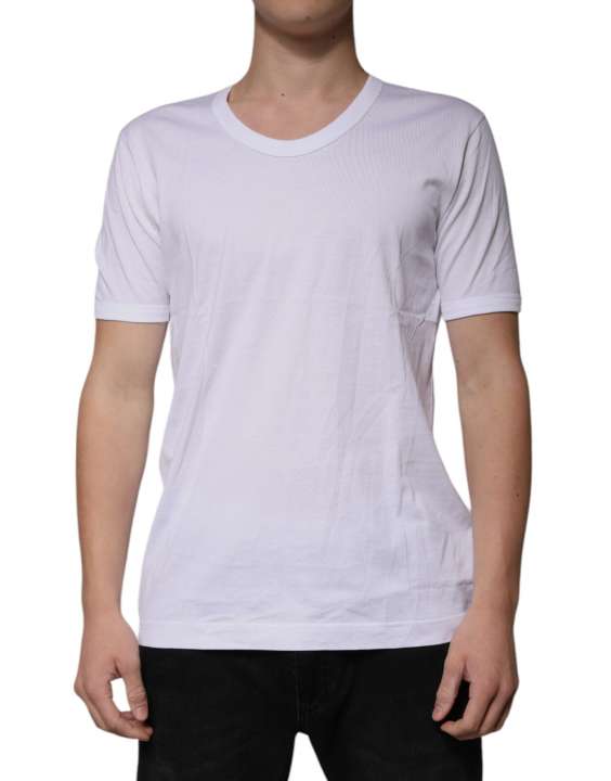 Priser på Dolce & Gabbana White Cotton Round Neck Short Sleeves T-shirt