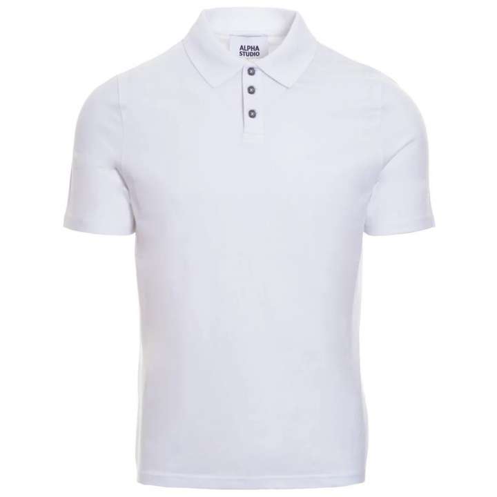 Priser på Alpha Studio White Cotton Polo Shirt